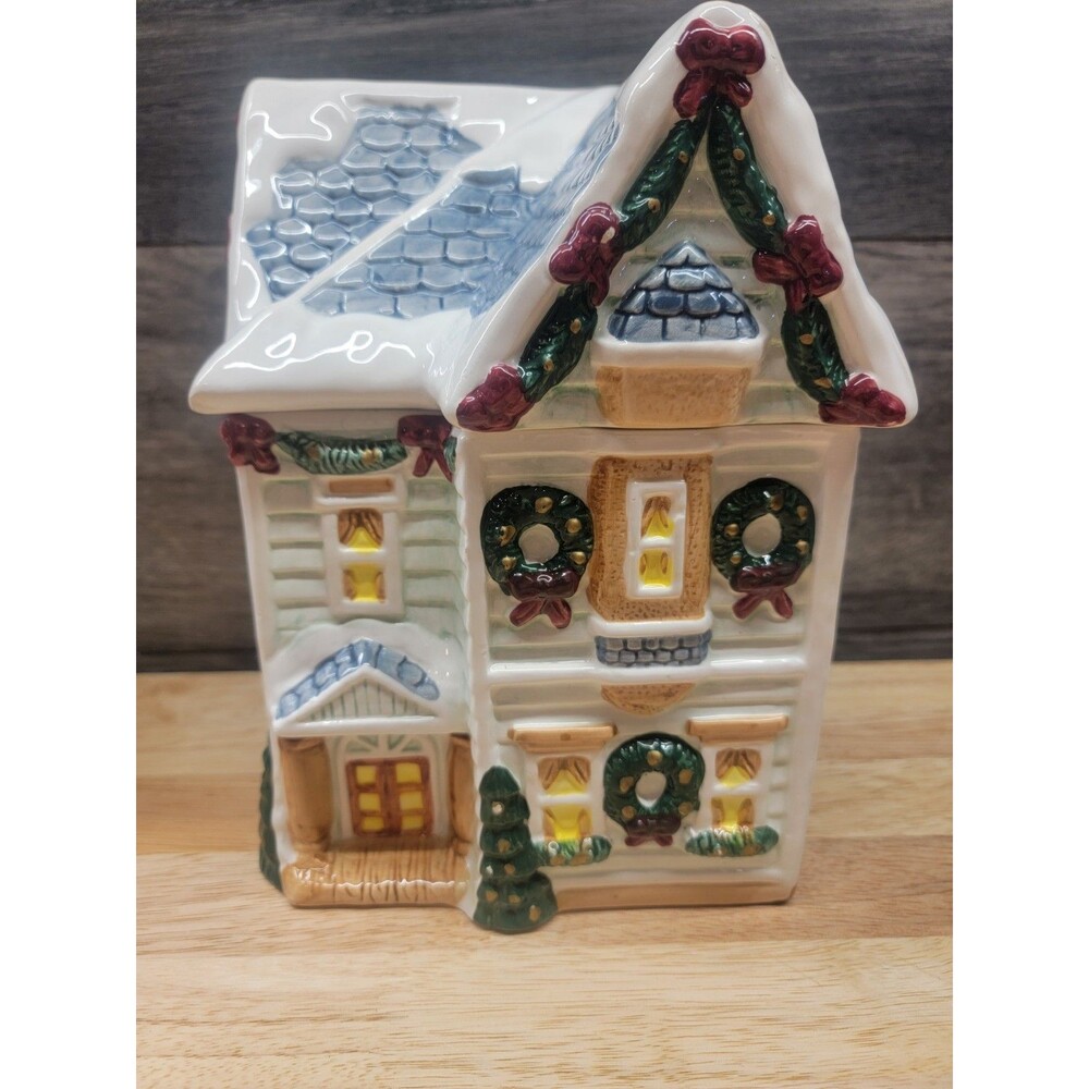 World Bazaar Inc Vintage Christmas House Cookie Jar
